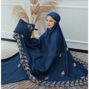 Mukena Dewasa Khadijah Bordir Motif Daun Super Jumbo Viral Mukena Dewasa Mewah Terbaru 2025