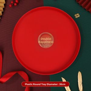 XILIANZHI | Wedding Tray Red Wooden Rectangular