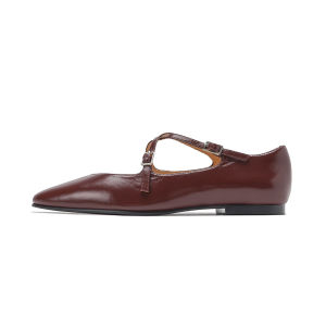 CAIZINI | Ballet Style Silver Leather Flat Shoe