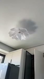 โคมไฟเพดานแบบ 2-in-1 สไตล์นอร์ดิก โคมไฟระย้าปรับความสูงได้ ดีไซน์กลีบดอกไม้ โคมระย้าแบบมินิมอล สำหรับห้องนอน ห้องนั่งเล่น ห้องรับประทานอาหาร ทางเดิน ระเบียง