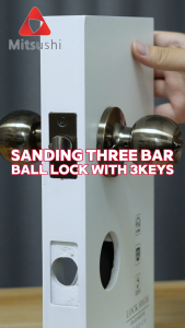 Mitsushi Door Knob Heavy Duty Stainless three bar ball lock bedroom door lock round handle with 2 keys