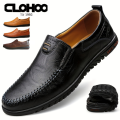 Clohoo mens fashionable handmade sole, soft and comfortable, suitable for womens business style, 46 split, smooth leather, with rubber outsole. 