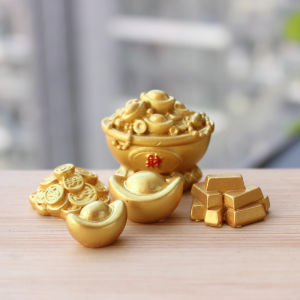 New Year Spring Festival Decorations Gold Yuanbao Wealth Attraction Tree Lucky Dragon Year Small Ornaments Resin Craft Collectibles