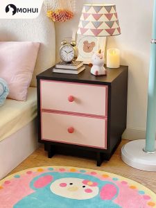 MOHUI | Cherry Pink Loli Style Solid Wood Drawer Cabinet