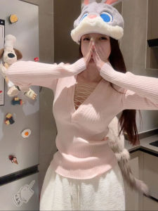 Slim Fit Long Sleeve Knitted Sweater Womens V Neck Half Button Design Autumn Winter Fashionable Base Layer Shirt