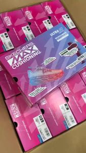 Giày chạy bộ Skechers Max Cushioning Elite Shoes cho nữ - 128574 màu đen sọc trắng hàng Real của nhà máy sản Việt Nam xuất cho hãng full box xịn sò giá bình dân