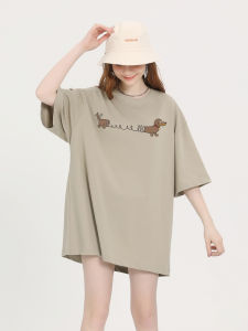 Cotton Half Sleeve T-Shirt Womens Summer New Style Street Fashion Loose Fit Sweat Absorbent Regular Length Print Animal Design