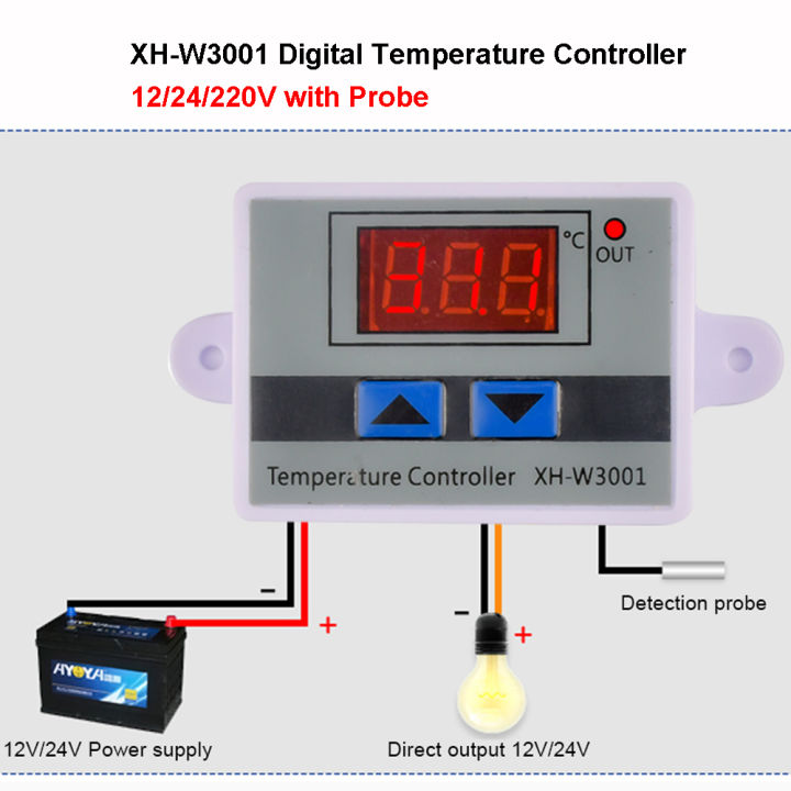 Digital LED Thermostat Controller 12V 24V 220V With Probe Digital