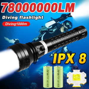 78000000LM Powerful XHP360 Diving Flashlight 1000M High Power LED Flashlights Underwater Lamp Professional Scuba Diving Torch