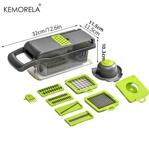 Máy Cắt Rau Đa Năng 12 Trong 1 KEMORELA Thép Không Gỉ Và Nhựa Thân Thiện Với Môi Trường Dụng Cụ Nhà Bếp Dùng Để Cắt Nhỏ Hành Tây Cà Rốt Và Nhiều Loại Khác