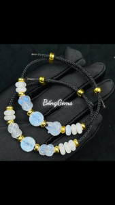 vòng tay nữ hồ ly moonstone mix tì hưu xu kim tiền và đồng điếu moonstone tự nhiên vip vòng tay đá phong thủy trang sức thiết kế đủ hóa đơn thẻ bảo hành