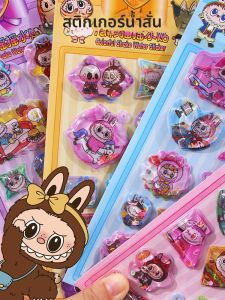 Labubu ติดกระดาษติดน้ำ 3 มิติสำหรับเด็กผู้หญิง DIY ตกแต่ง กระดาษติดน้ำแบบที่ระบายได้ กระดาษติดน้ำ 3 มิติ ติดกระดาษติดน้ำ