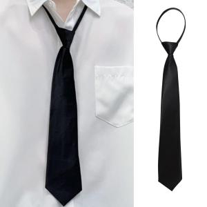Black Zipper Ties Retro Silky Narrow Women Men Neck Tie Slim Smooth Bow Tie Korean Style Simple Elegant All-match Trendy Tie