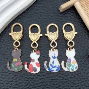 4 Màu Sắc Men Đầy Màu Sắc Mèo Dễ Thương Bộ Móc Khóa Hợp Kim Động Vật Móc Khóa Cho Chìa Khóa Xe Ô Tô Ba Lô Ví Cổ Điển Thời Trang Hợp Kim Kẽm