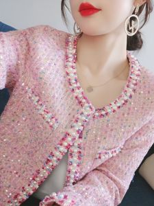 Retro Ladylike Beaded Jacket Thin Style Heavy Embroidery Small Fragrance Style Autumn New Arrival Fashionable Top