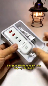 Sạc Nhanh PD 66W: Tự Ngắt Khi Đầy Hỗ Trợ Sạc 5 Thiết Bị Đồng Thời