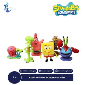 Hiasan Aquarium Spongebob Squarepants isi 6 Action Figure - Satu Set Lengkap