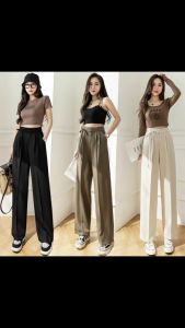 [XẢ KHO] Quần tây ống rộng phong cách ulzzang thắt dây 1 bên chất ruby dễ phối đồ hack dáng