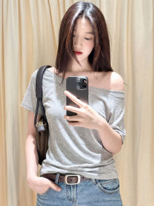 YAYANGREN | Off Shoulder Grey Loose T Shirt