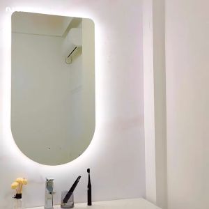 ไฟติดผนังป้องกันหมอกส่องสว่างกระจกรูปทรงพิเศษห้องน้ำห้องน้ำ LED อัจฉริยะพร้อมไล่ฝ้ากระจกห้องน้ำติดผนัง