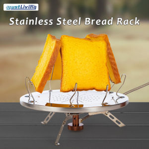 JustLiving Simple Portable Stainless Steel Toast Rack Outdoor Camping Toaster Folding Portable Grill Multi-Purpose Stove Toaster Grill High Quality Toast Rack BBQ Accessories