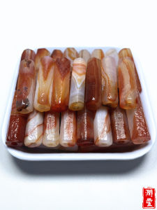 Pure Natural Red Agate Hexagonal Barrel Bead Pendant Aged Star Moon Indestructible Waist Bead Top Bead Vintage Accessories