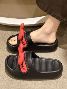Summer Outdoor Womens Flat Sandals Home Comfortable Anti-Slip Thick Heel Butterfly Knot Cute Indoor Slippers Sweet Style EVA