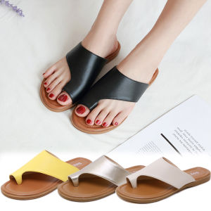 36-42 Classic Slides Open Toe Flat Sandals Women Shoes Leather Upper Rubber Sole Flip Flops Daily Wear Office Shoes Basic Shoes Casual Sandals Korean Style
