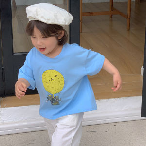 Cartoon Short Sleeve T-Shirt for Boys round Neck Half Sleeve Summer Clothing Baby Clothes Childrens Top Casual Loose Fit
