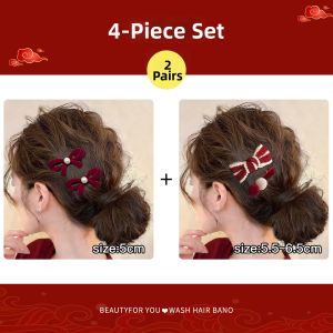 PINK EMPRESS | Festive Red Hair Clip New Year Headwear
