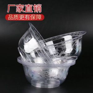 Disposable Hard Thickened Plastic Bowls Crystal Clear Food Grade for Restaurant Home BBQ Hot Pot Eco Friendly Tableware