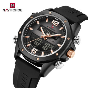 NAVIFORCE Original Watch for Men Brand New 30m Waterproof Sport Outdoors Watches Dual Display Dial Alarm Luminous Day Date NF9264