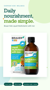 Brauer Kids Liquid Multivitamin with Iron 200 ml