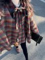 Christmas Plaid Coat Women's Loose Winter Outerwear Large Size Woolen Top Fashionable Vintage High-End Feeling Elegant. 