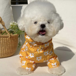Waterproof Dog Raincoat Full Wrap Four Legs Outdoor Pet Clothes Teddy Bichon Dog Rain Jacket Durable Waterproof Coat