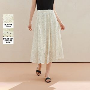 INMAN | Vintage Polka Dot Stretch Waist Midi Skirt