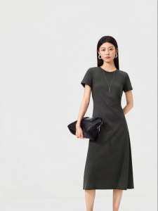 Purcotton | Cool Feel Womens Knit Cotton Summer Dress Grey