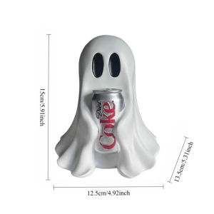Ghost Holding Soda Can Resin Statue Spooky Ghost Drink Holder Figurine Halloween Desktop OrnamentFunny Ghost Table Home Decor