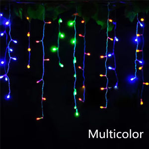 4Mx0.6M Curtain LED Icicle String Lights EU Plug Christmas Garland Droop Light Wedding Garden Street Outdoor Decorative Lighting