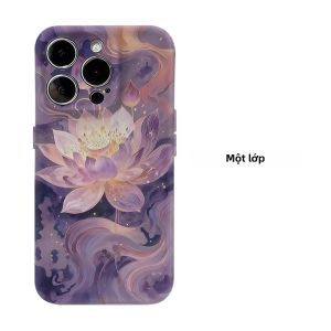 Potdemiel | Ốp Lưng Aurea Matte Bumper Magsafe Cho iPhone 14 Plus 13 Pro Max PC Cứng Chống Sốc Thiết Kế Hoa Sen Tím Huyền Bí Chống Trầy Xước Chống Bụi Vỏ Chống Trượt