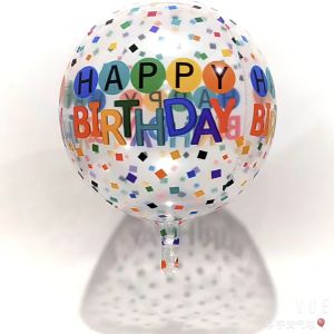 ลูกโป่ง PVC ใส 4D สกรีนลาย HAPPY BIRTHDAY ขนาด22นิ้ว สีสวย แขวนได้ตกแต่งปาร์ตี้วันเกิด /1ใบ ส่งจากไท