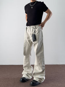 American Style Cleanfit Curved Knife White Jeans Mens Straight Leg Slimming Old Money Style Long Casual Summer Jeans