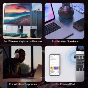 kebidumei | KEBIDUMEI USB Bluetooth 6.0 Wireless Adapter Bluetooth 5.4 Dongle for PC Laptop Wireless Speaker Audio Receiver USB Transmitter