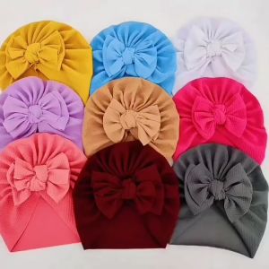 (มีคูปองส่งฟรี) หมวกผ้าโพกหัว หมวกเด็ก ประดับโบว์น่ารัก สีพื้น น้ำหนักเบา ระบายอากาศดี สําหรับเด็ก