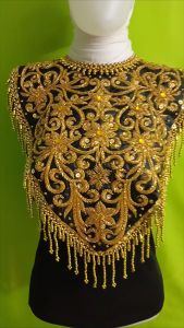 Renda bordir dada hiasan gaun pengantin khas morowali