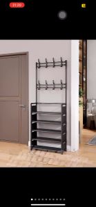 Kệ để giày dép đa năng chữ H có móc treo đồ quần áo túi xách nón decor nhà cửa - Giá để giày dép 4 tầng style Hàn Quốc