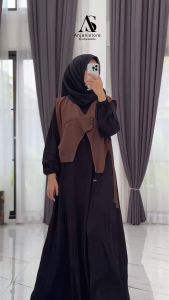 ANJANI GAMIS DRESS HITAM ROMPI COKELAT CANTIK BANGET