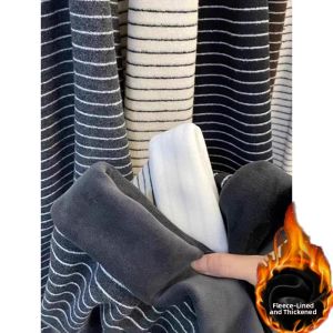 Warm Insulated Winter Striped Trousers Wide Leg