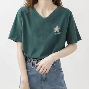 Plus Size Loose V-neck Short Sleeve T-shirt