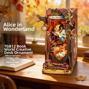 JINWUCHUANGYI | Alice in Wonderland Themed 3D DIY Bookends Wooden Assembly Model